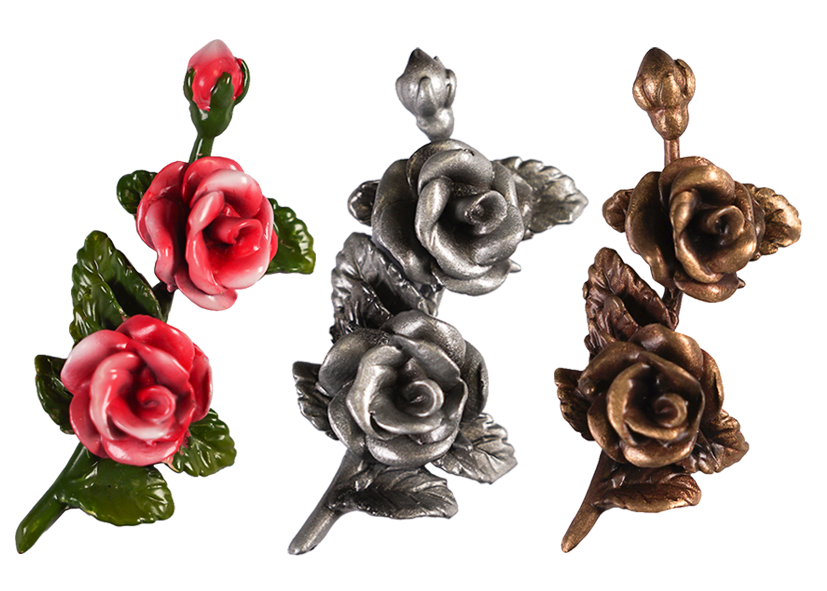 Tralcio Di Rose In Bronzo Lucido Per Lapidi - REAL VOTIVA FONDERIE D'ARTE, Piccolo Lato Sinistro, Cm 22x15